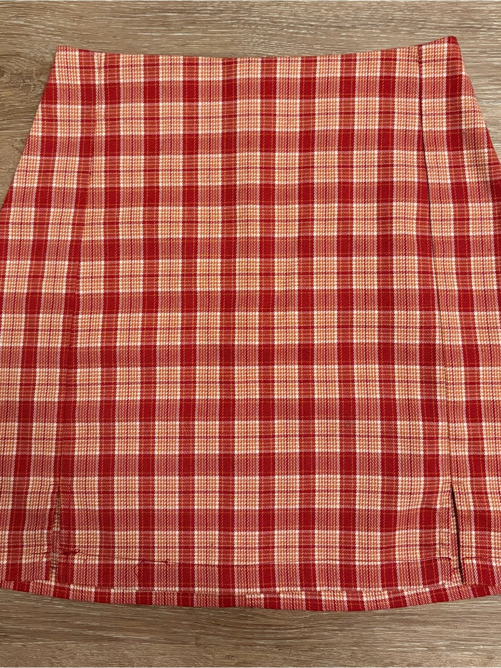 Brandy Melville Plaid Red and Cream Gingham Mini Skirt
